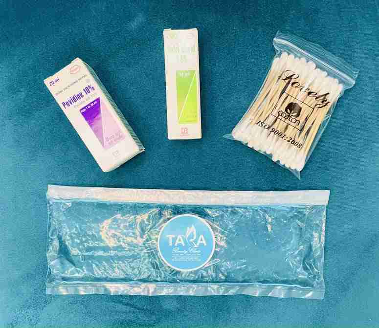 bộ kit vệ sinh sau nâng mũi và làm mắt